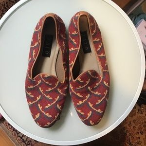 Embroidered red Zalo flats size 9.5